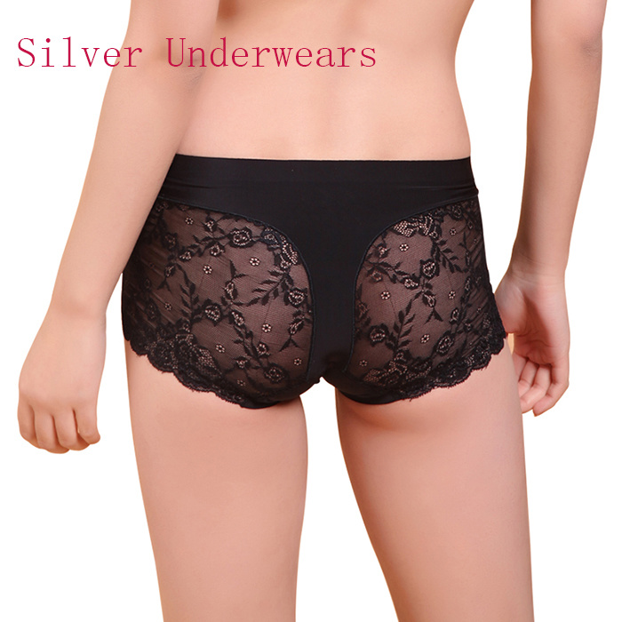 Sexy Lace Anti-Bacterial Silver Fiber Nylon Underwear for Women