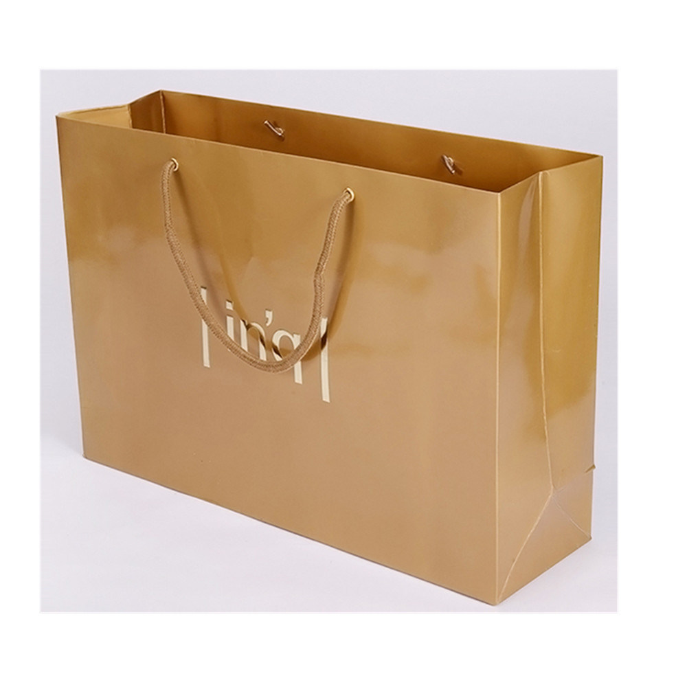 Gold Paper Shopping Packaging Bag for Packing Garment