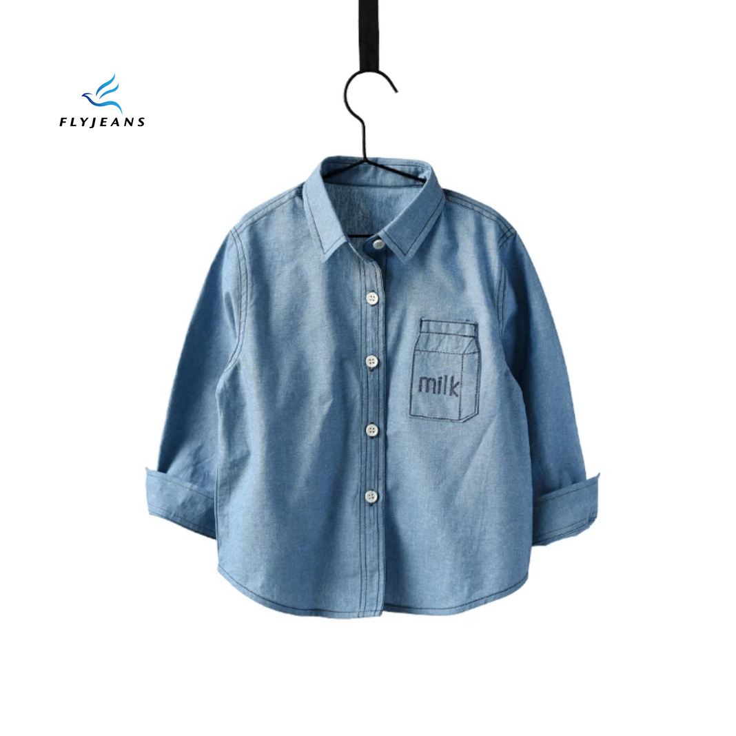 New Design Slim Blue Boys' Long Sleeve Denim Shirt Without Bag by Fly Jeans