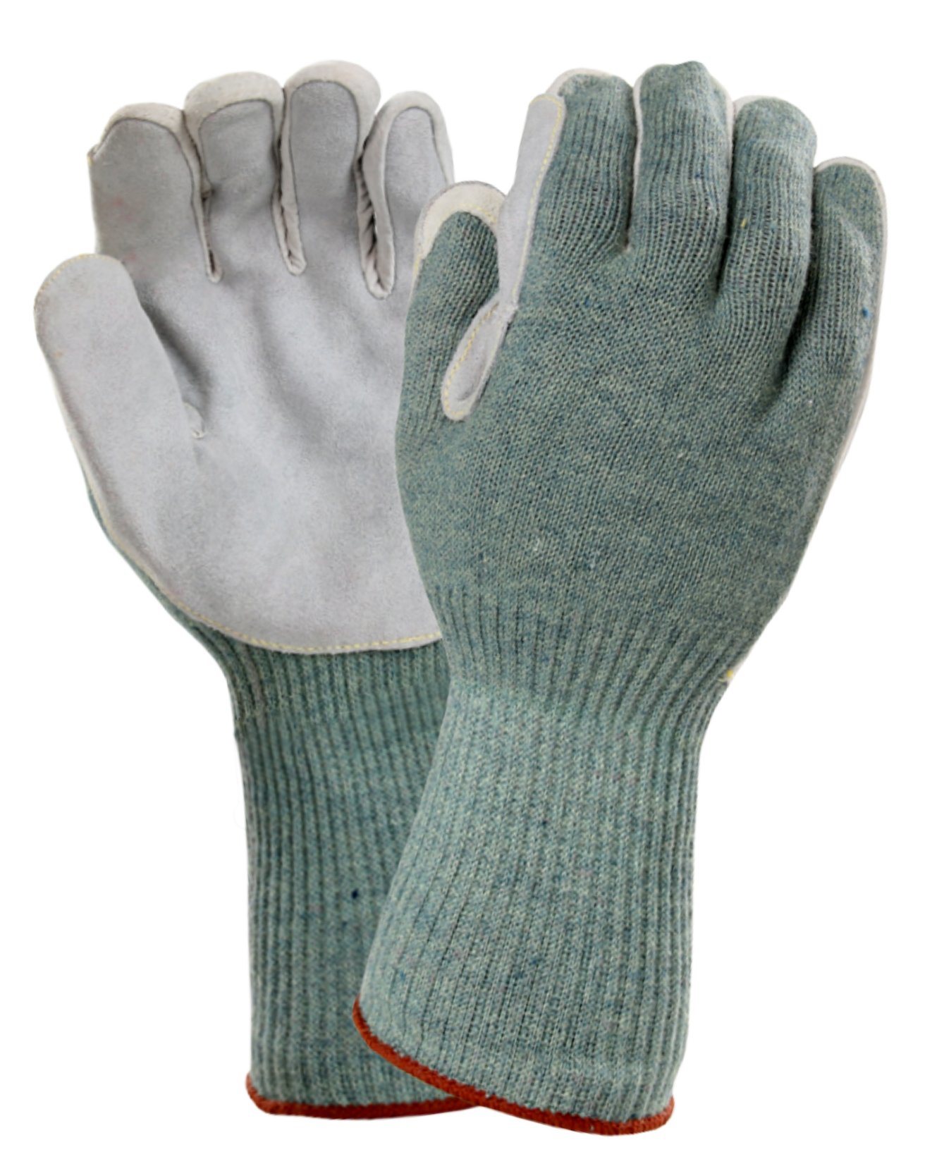 Long Cuff Leather Palm Anti-Cut Abrasion Resistant Work Gloves