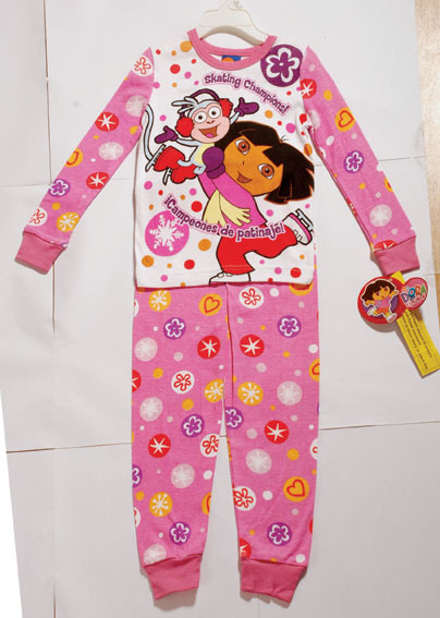 100% Cotton Children's Pajama with Allover Print and Screen Print