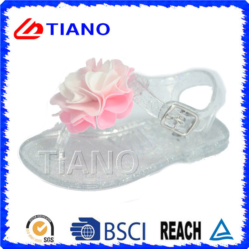 New Design Jelly Girl's Sandal with Flower (TNK50025-1)