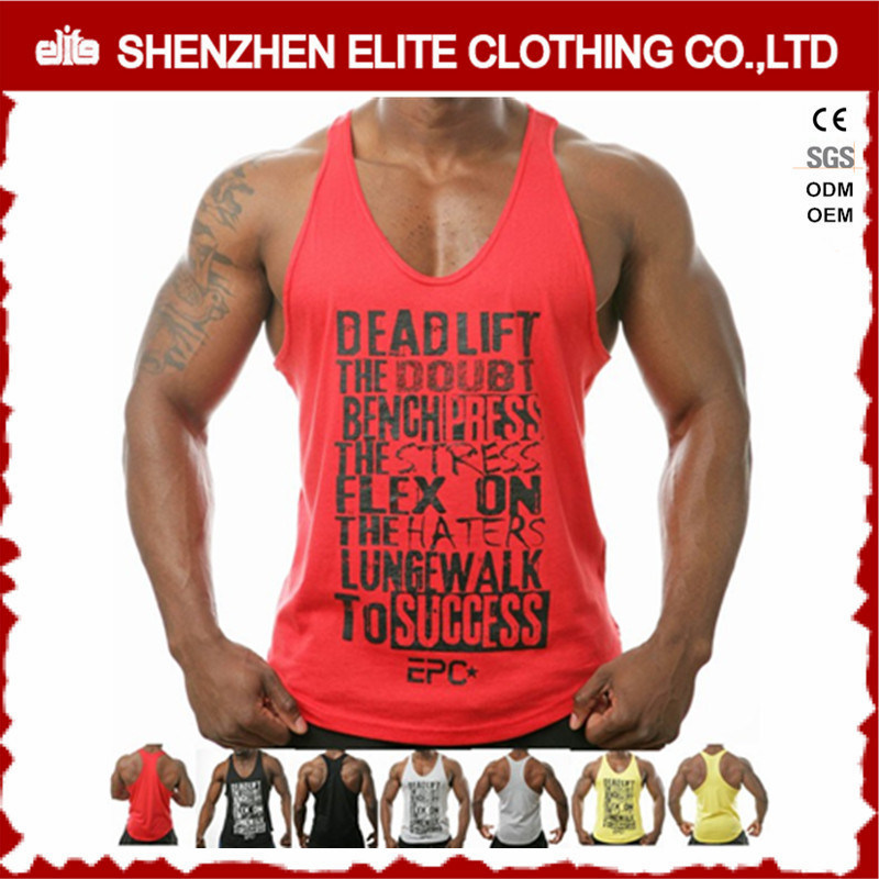 Custom Fitness Bodybuilding 100% Cotton Man Sport Gym Clothing Vest (ELTMBJ-588)