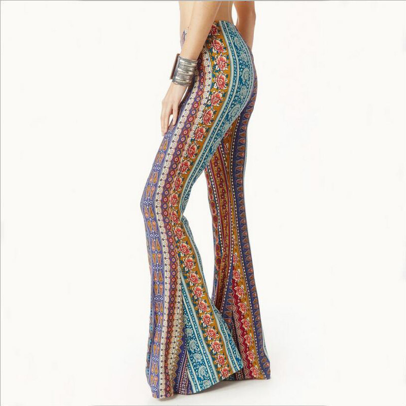 New Style Rose Printed Bell-Bottoms for Summer
