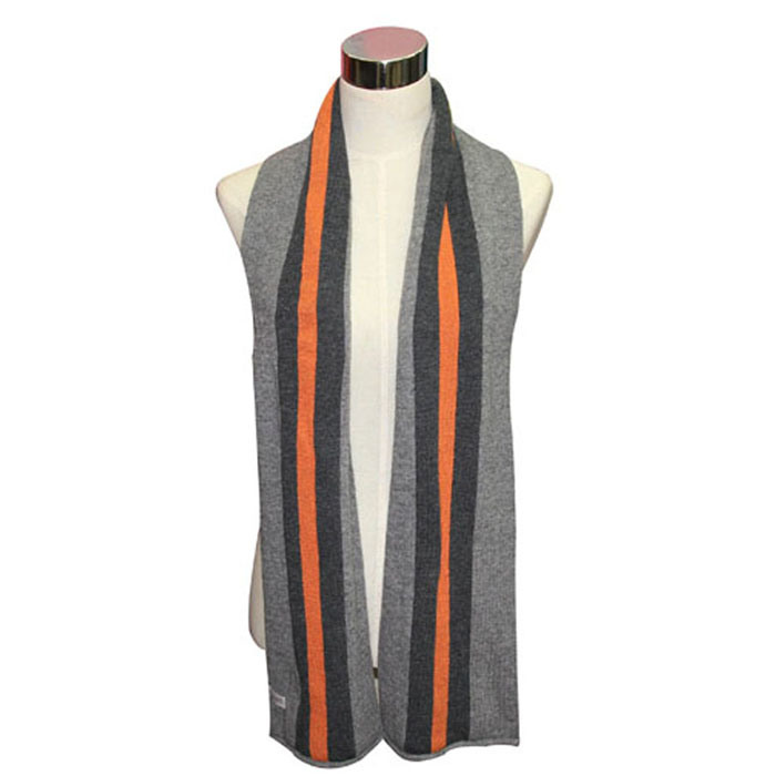 Man Fashion Wool Cotton Knitted Striped Winter Scarf (YKY4328)