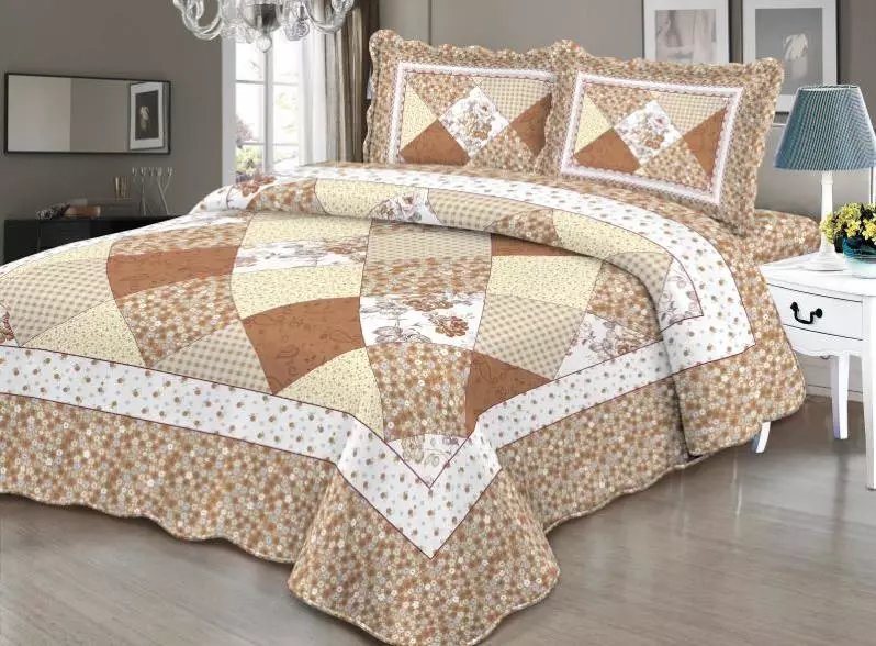 Microfiber Fabric Polyester Filling Quilted Coverlete Comforter Quilt Set