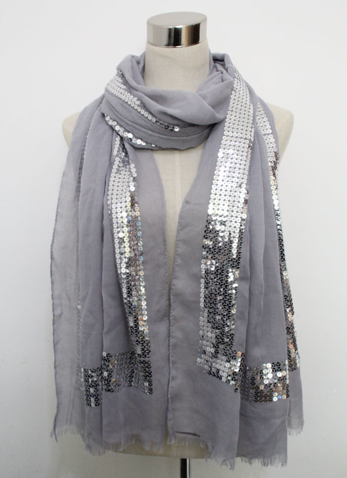 2015 Lady New Fashion Sequin Cotton Voile Scarf (YKY1047)