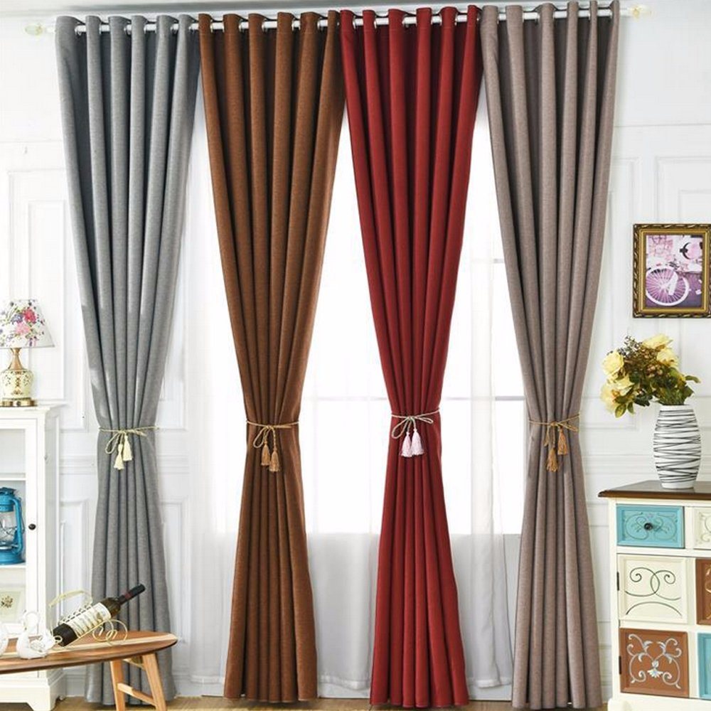 Modern Style Home Textile Solid Polyester Blackout Window Curtain (14F0023)