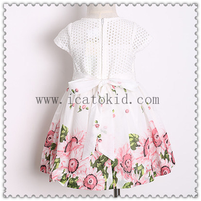 Beautiful Flower Floral Pattern Girls Dress for 10 Years Old Girls