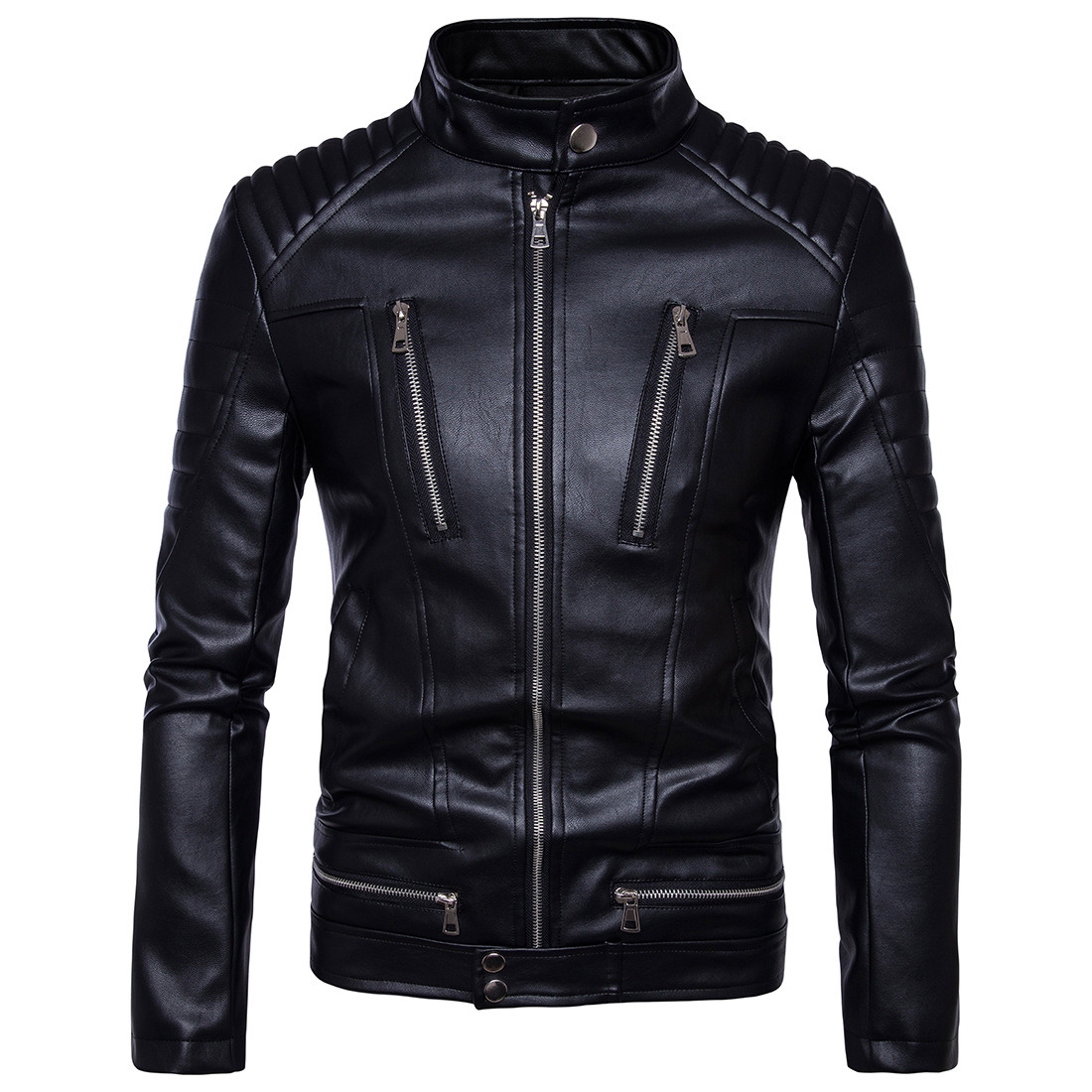 Vintage Style Distressed PU Leather Jacket for Man