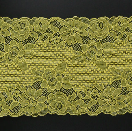 China Yellow Stretch Lace Fabric for Embellishing/Garment Accessories