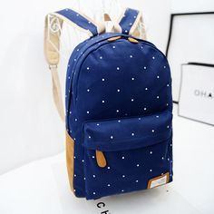 Polka DOT Candy Color Canvas School Bag Backpack (BDMC018)