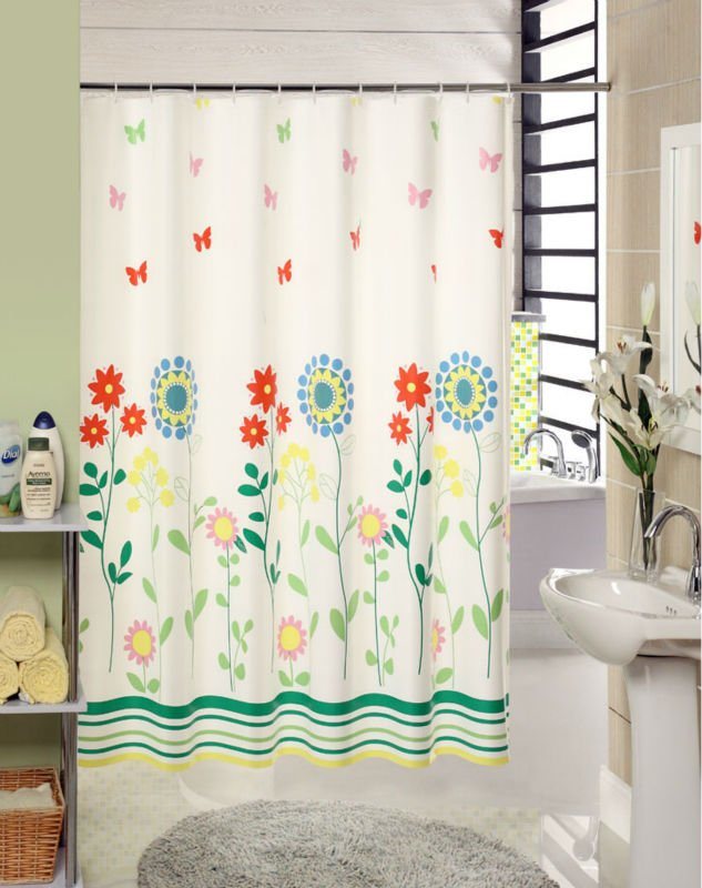 OEM New Elegant Flower Pattern PEVA Shower Curtain