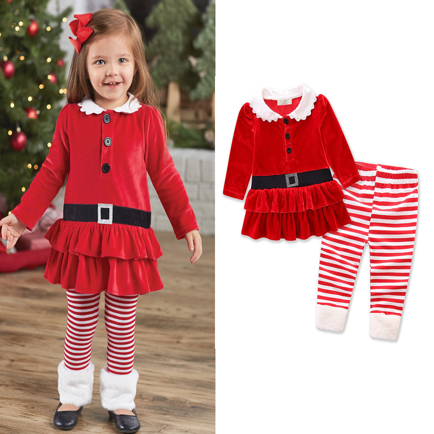 Toddler Kids Baby Christmas Clothes, Santa Striped Princess Dress, Baby Jumsuit, Baby Romper