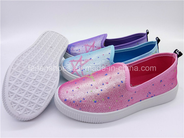 Hot Selling Children Shoes Injection Slip-on Canvas Shoes Factory (ZL1017-12)