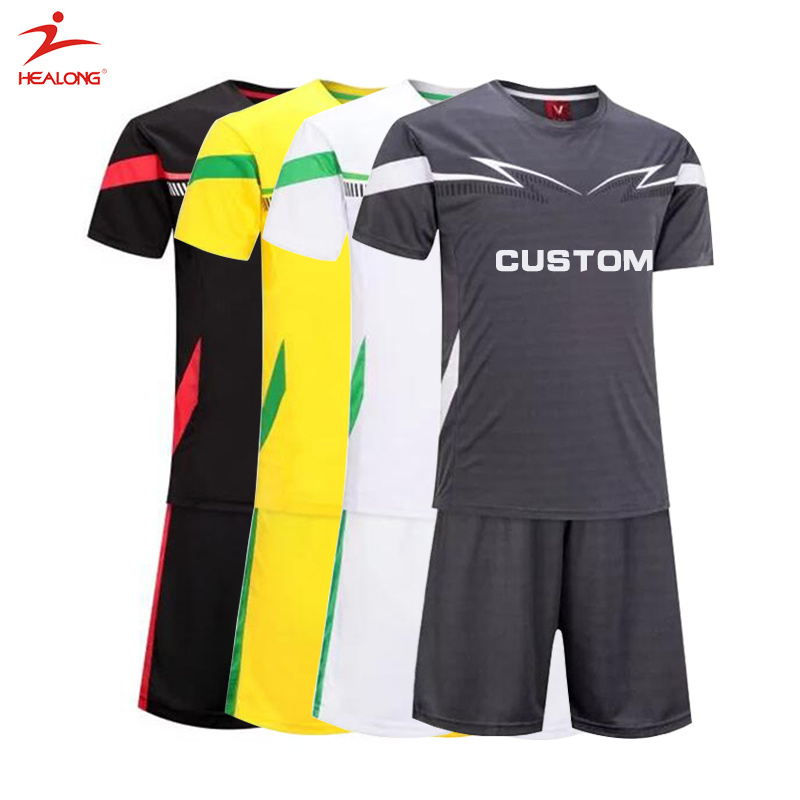 Healong Custom Soccer Uniforms Wholesale Sublimation Cheap Gray Man Soccer Set