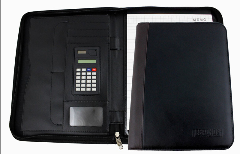 Stationery A4 Leather Planner Folio Case with Zipper Closure