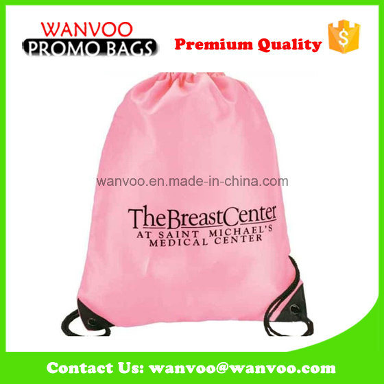 Promotional Custom Pink Drawstring Polyester Outdoor Sport Backpack