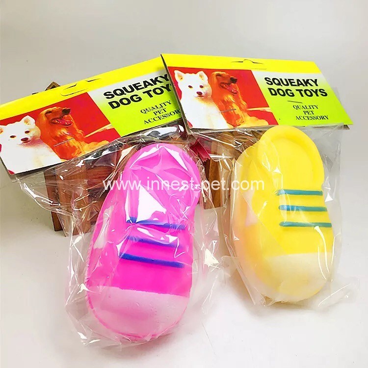 Slipper Shape Squeaky Plastic Dog Toy in Different Colors