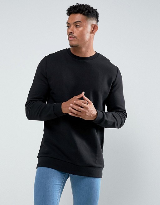 Top Quality Men's Longline Sweatshirt in Black