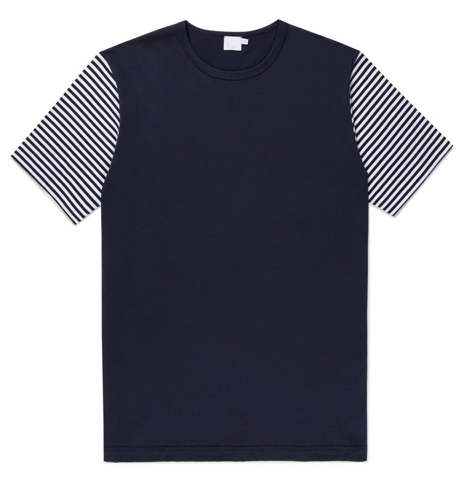 Men's Black Tshirt with Striped Sleeves