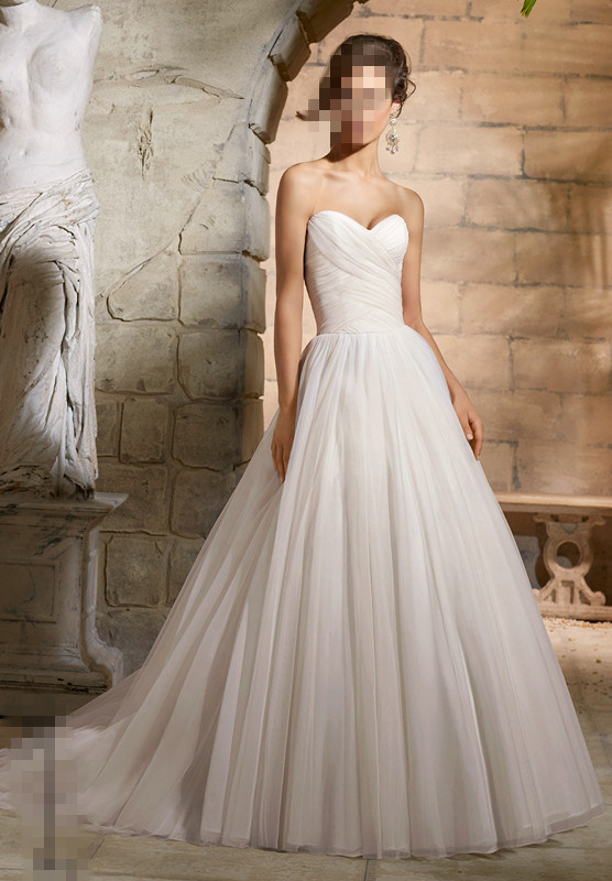 2016 A-Line Pleated Net Bridal Wedding Gowns Wd5364