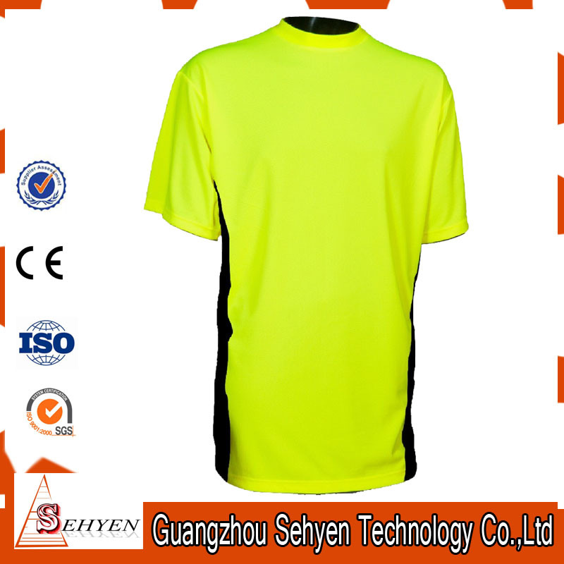 High Visibility 100% Cotton Green Fluorescent Safety Work Plain T-Shirt