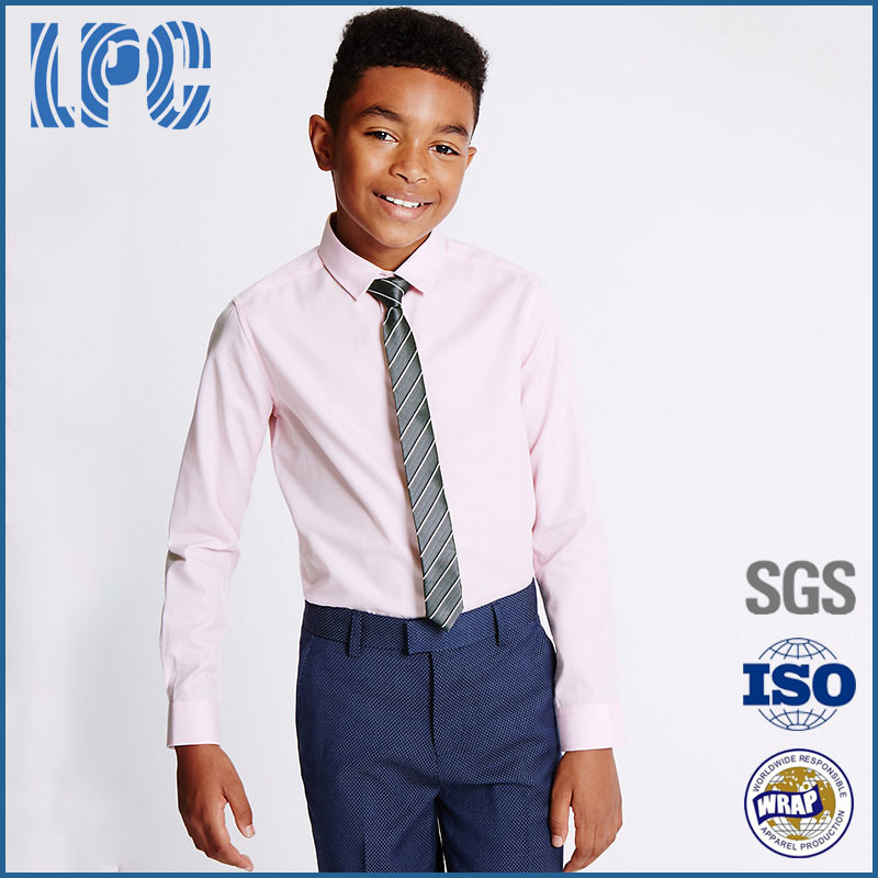 Pure Cotton Long Sleeve Formal Shirt and Tie for Middle School Uniform