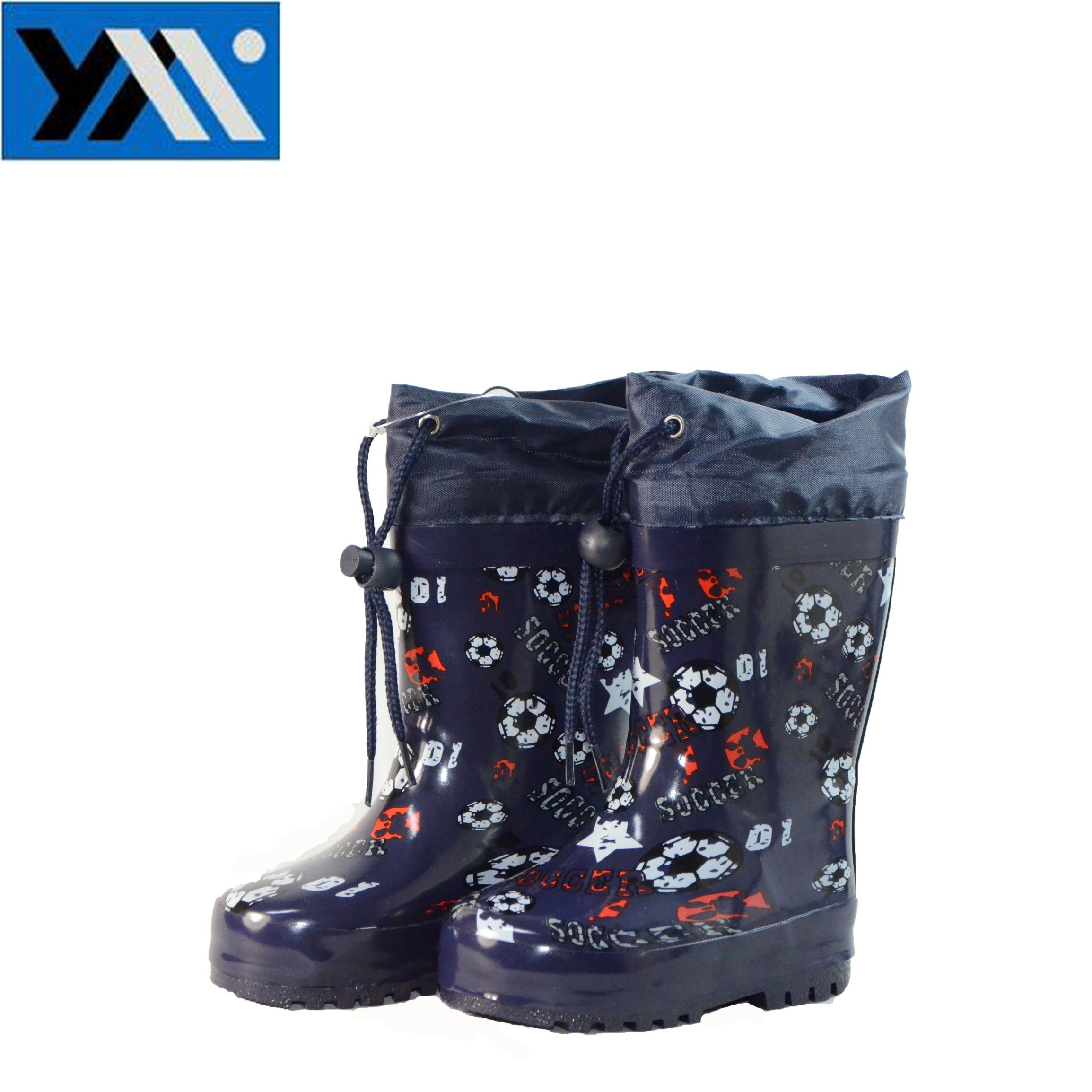 Cotton Lining Cartoon Kids Rubber Rain Boots with Waterproof Collar
