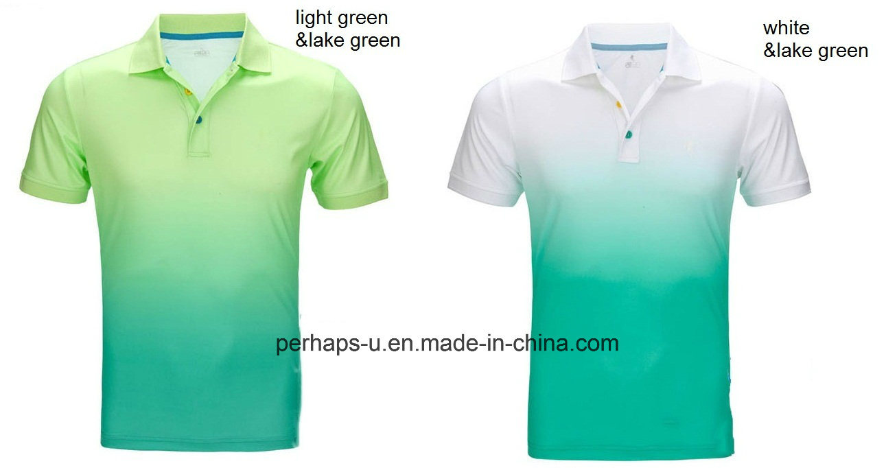 Quick-Drying Mens Badminton Polo Shirt with Gradient Color Printing