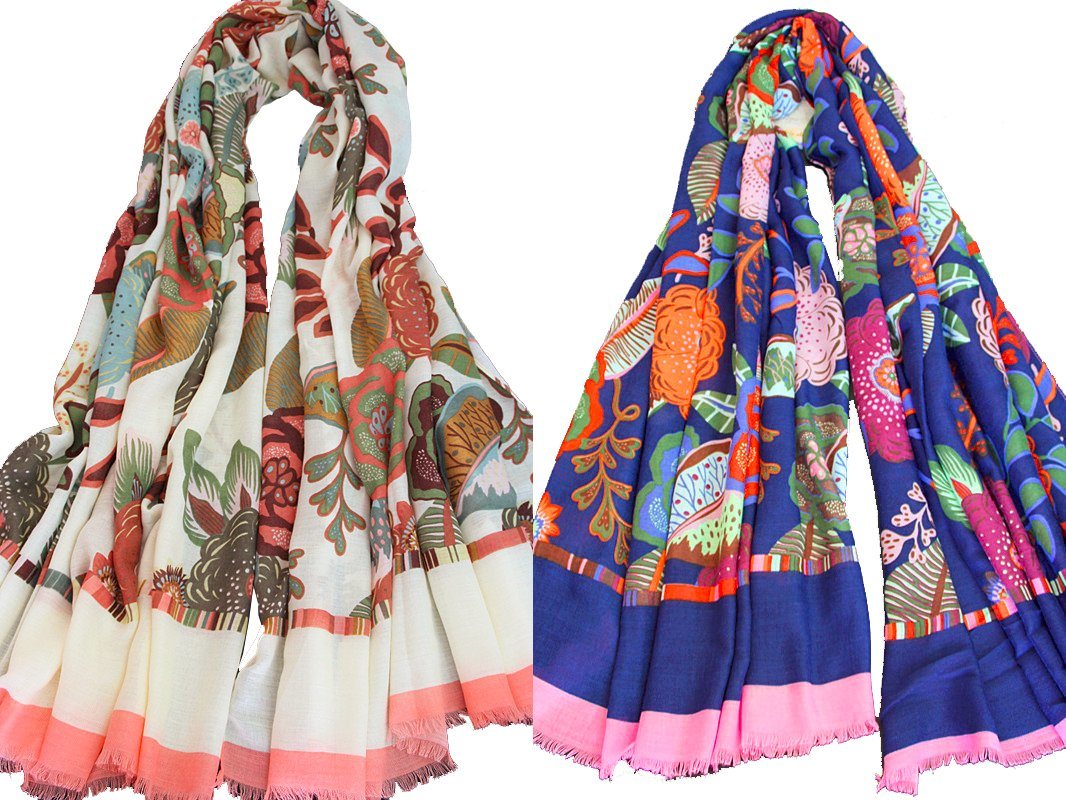Womens Beach Voile Soft Long Beautiful Flowers Printed Wrap Shawl Scarf (SW106)