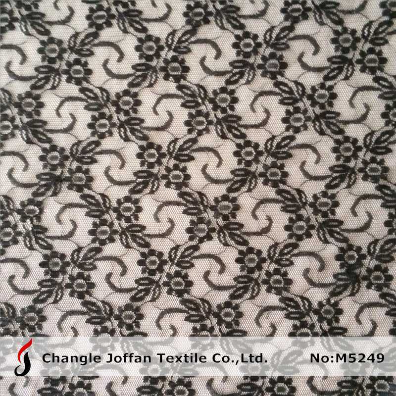 Soft Black Nylon Lace Fabric for Clothing (M5249)