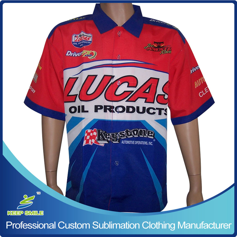 Custom Sublimation Printing Men's Motorcycle Pit Crew Race Shirts