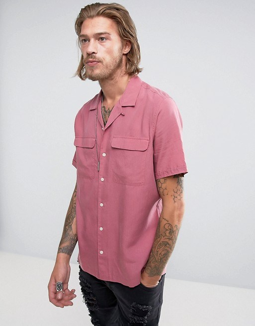 Men's Regular Fit Shirt with Revere Collar