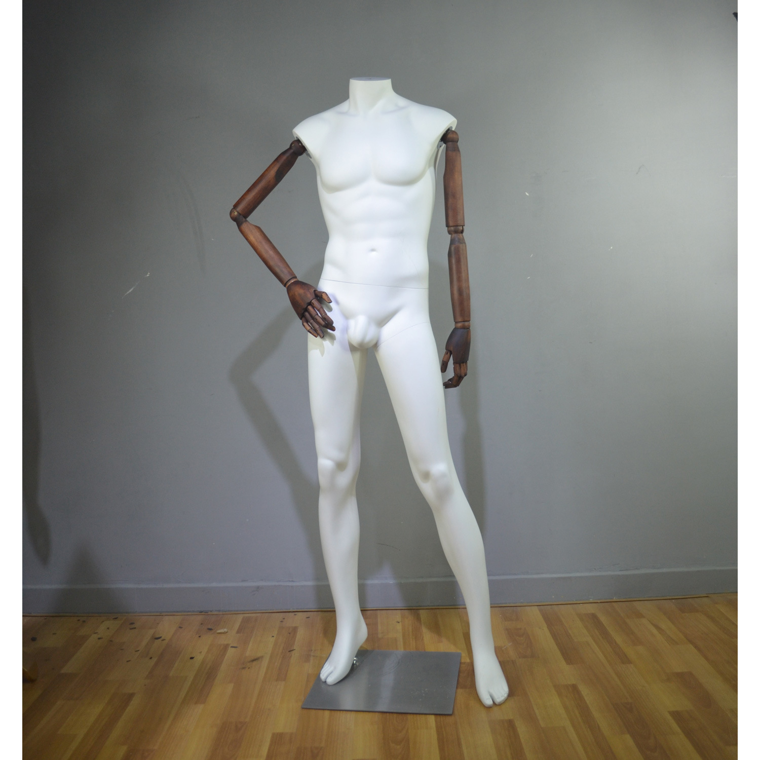 European Headless Male Mannequin with Wooden Hands