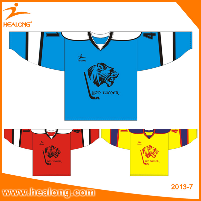 Healong Sportswear Sublimation USA Custom College Ice Hockey Jerseys Shirts