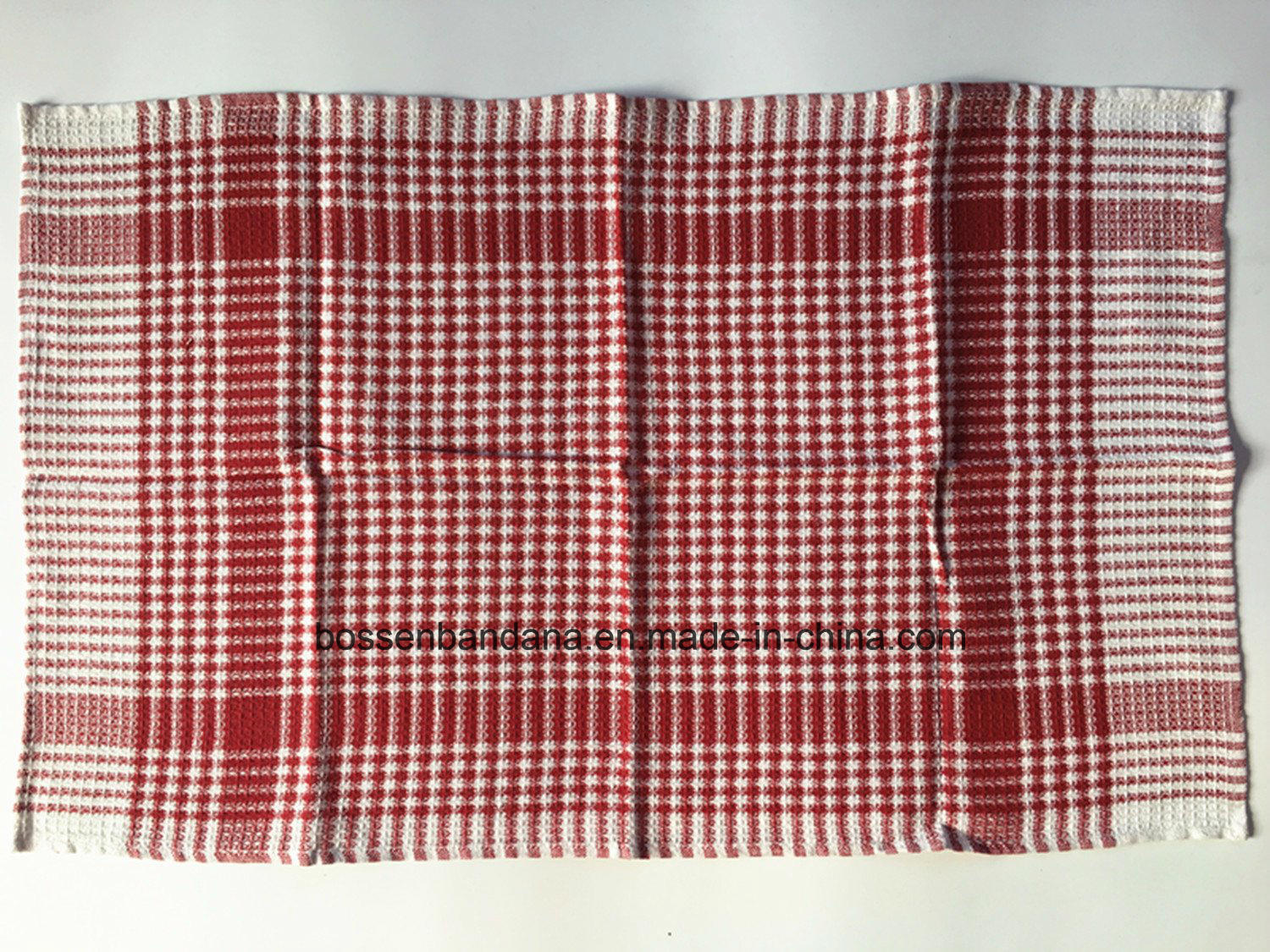 China Factory Produce Custom Checked Jacquard Cotton Plate Mat Tea Towel
