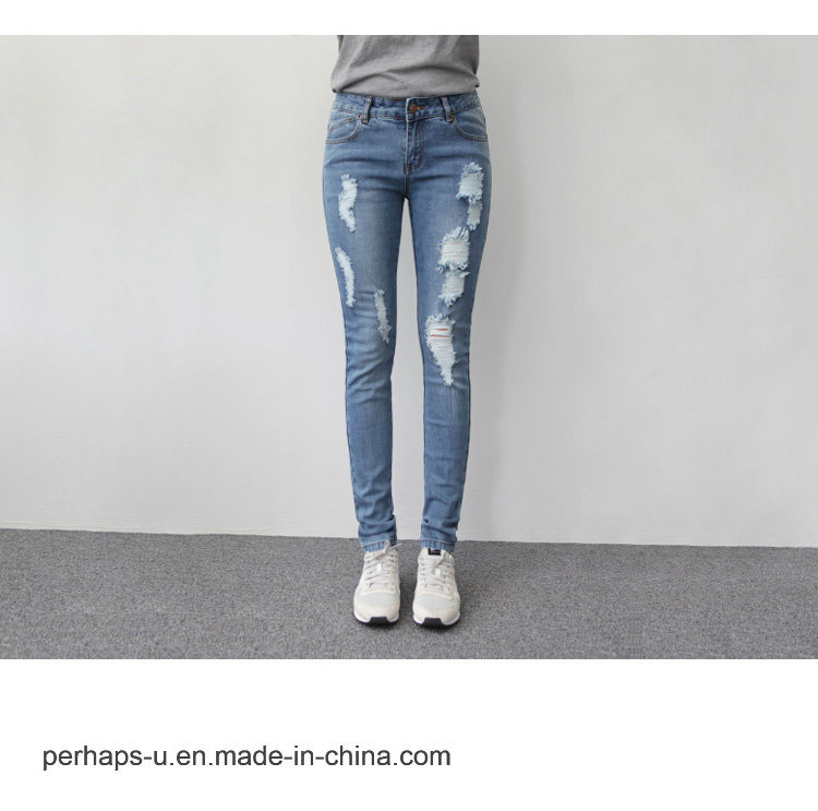 High Quality Women Fashion Ripped Jeans Slim Big Sizes Pants