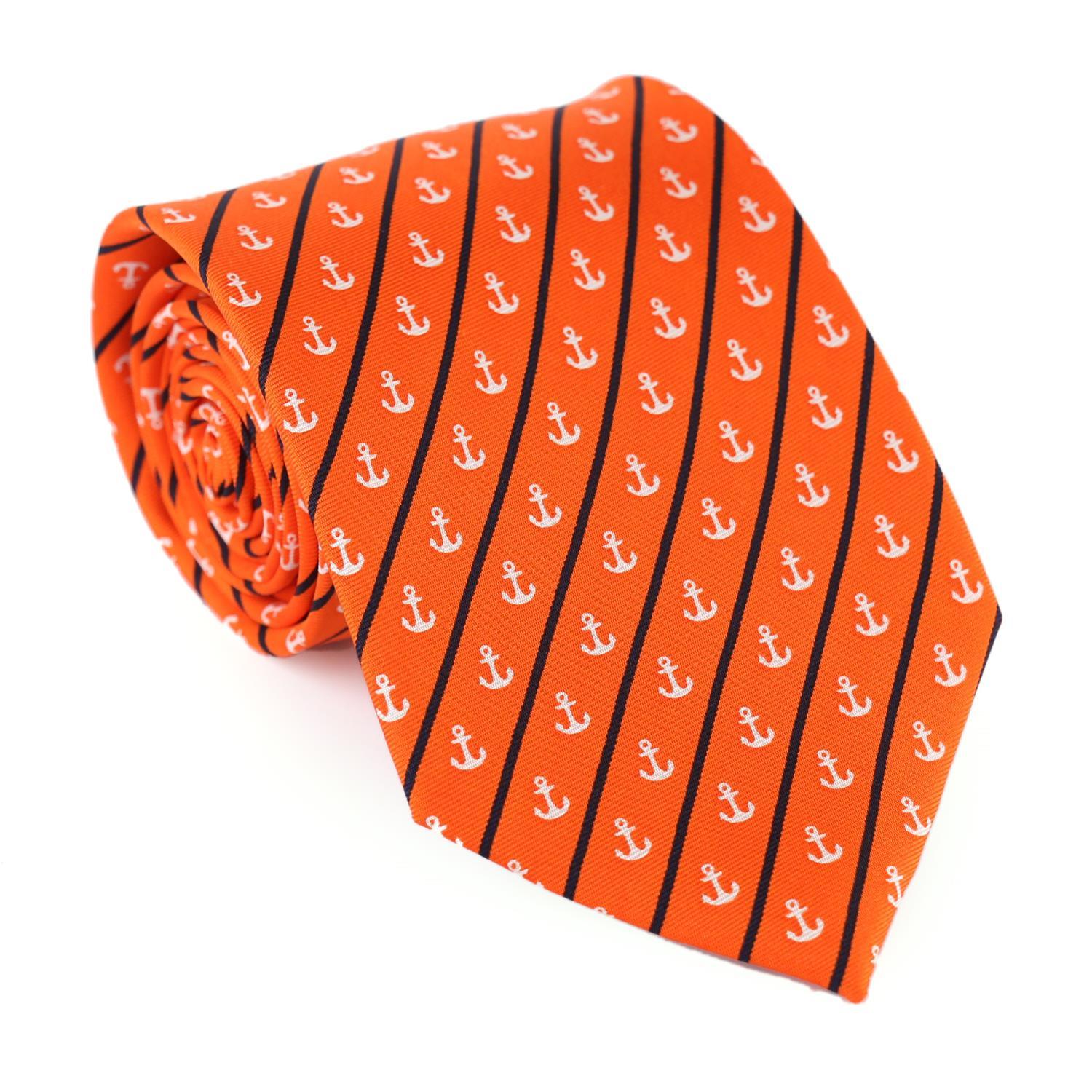 Stylish New Orange Custom Logo Men's Silk Neck Tie