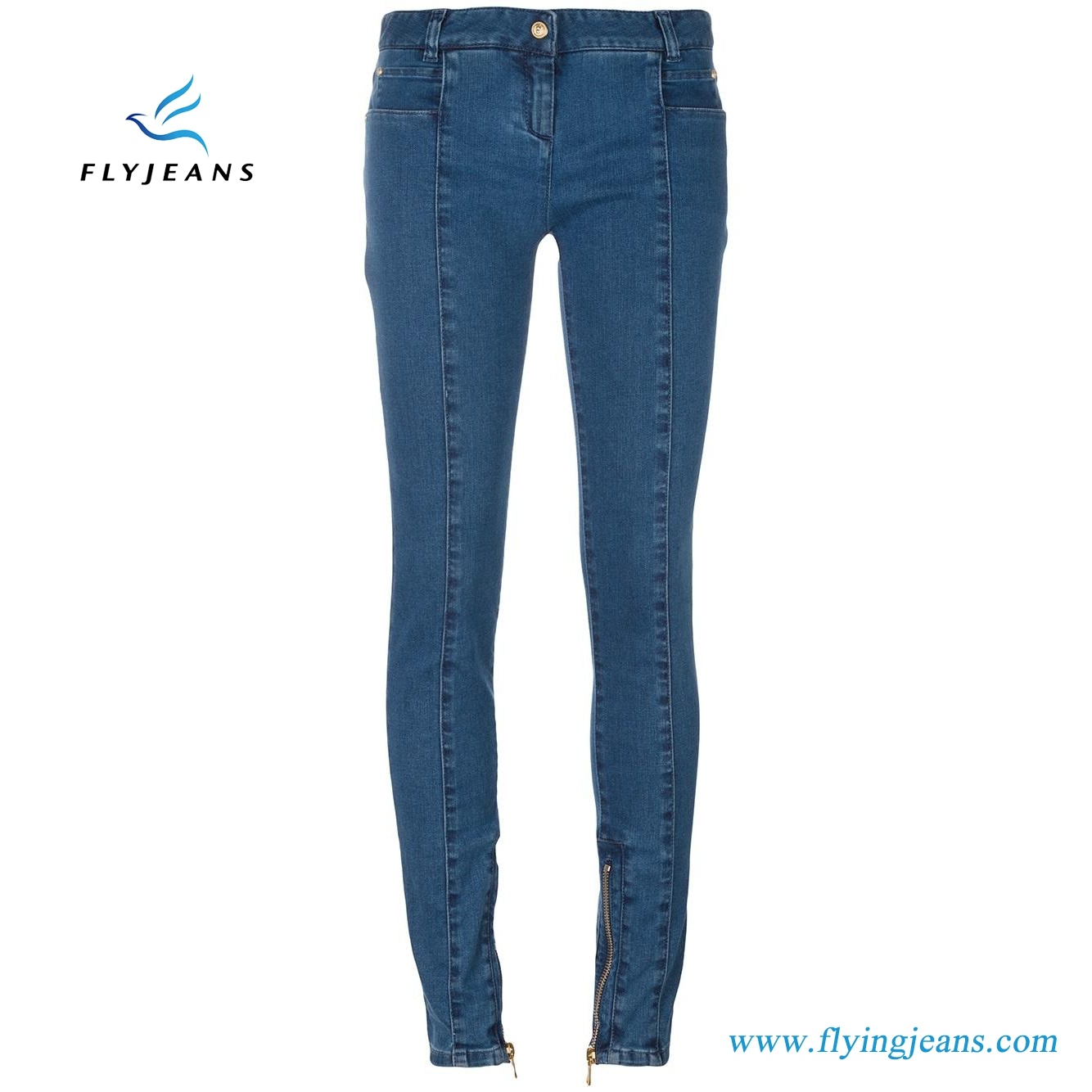 Women/Girls Blue Stretch Cotton Skinny Zipped Cuff Jeans Denim (pants E. P. 416)