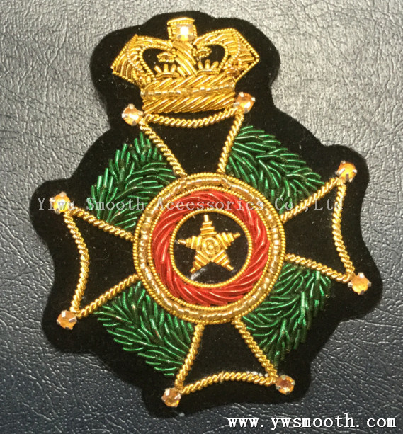 Wholesale India Silk Fashion Crown 3D Embroidery Badge Police Unifroms