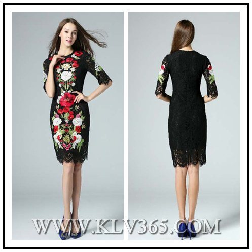 High Quality Design Women Fashion Embroider Lace Dress