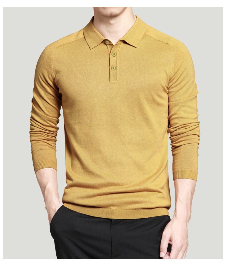 Custom 2017 Mens Polo Sweaters Simple Style Cotton Knitted Long Sleeve Big Size 3XL 4XL Spring Autumn Shirts