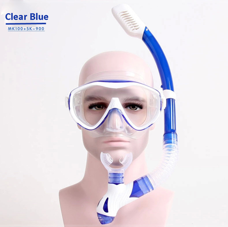 Blue Competitive Professional Silicone Diving Mask with Adjustable Strap (MK-102)