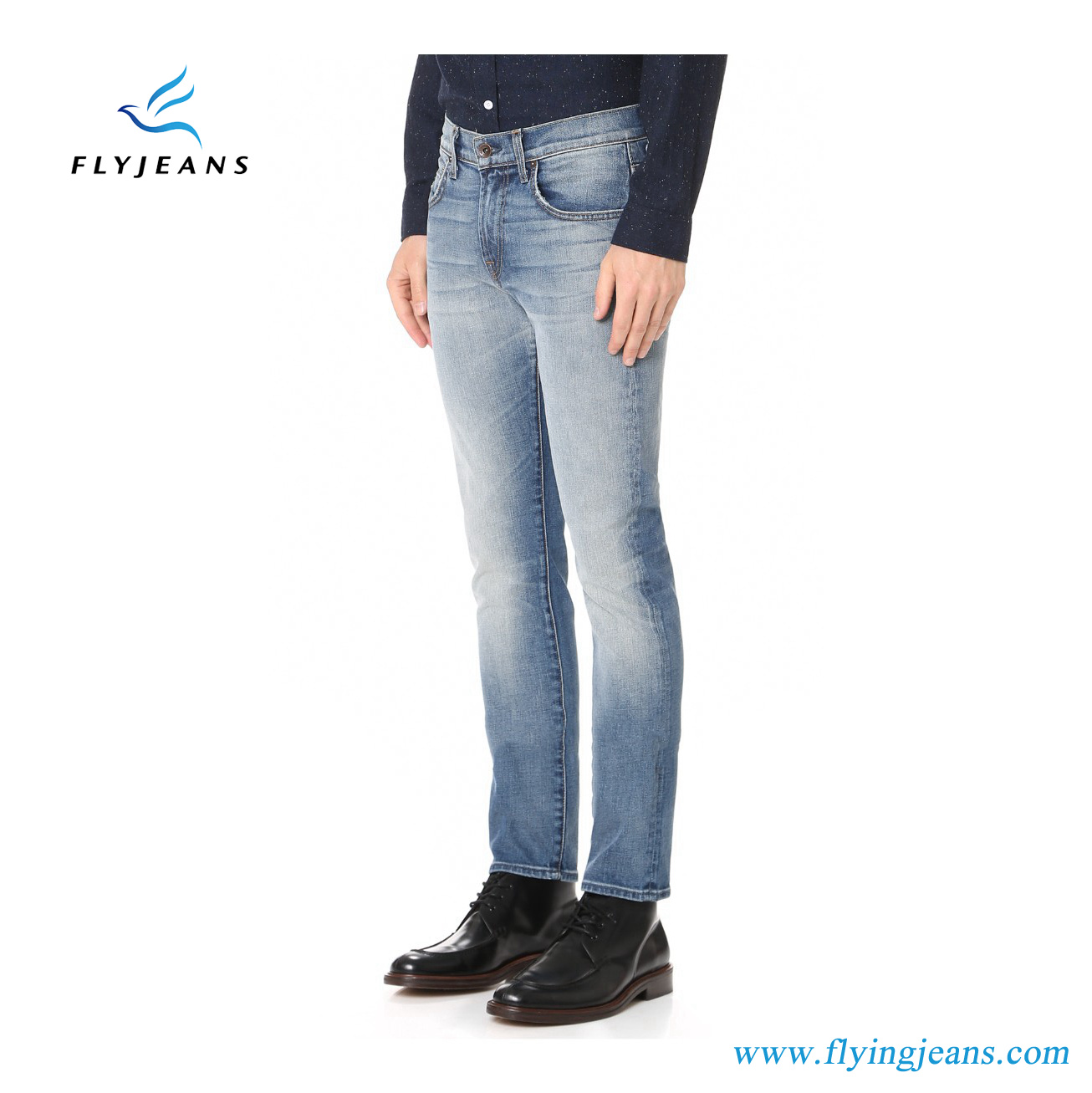 Slim Denim Jeans with Heavy Fading and Shredded Holes for Men by Fly Jeans