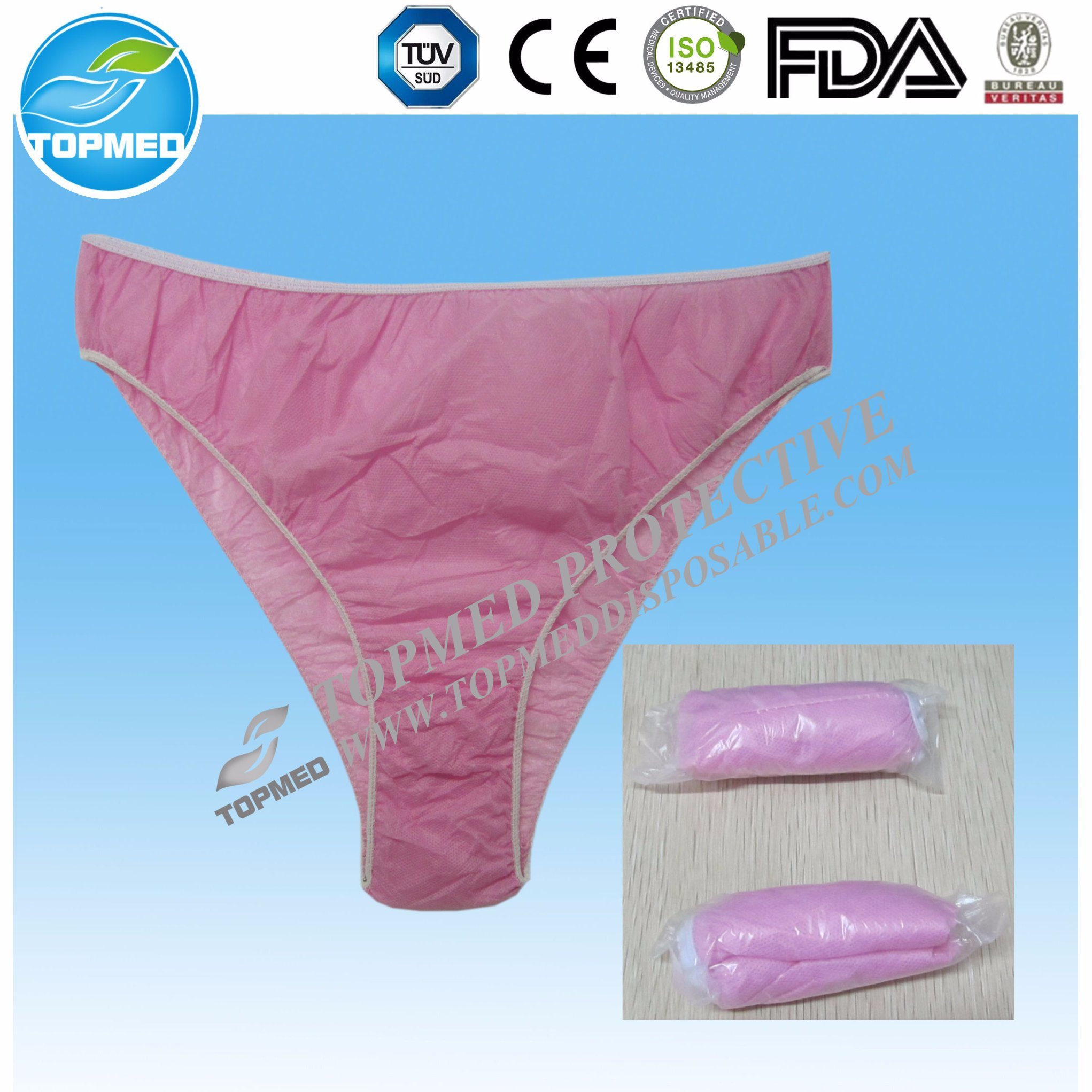 Non-Woven Breathable Pink Underwear for Woman