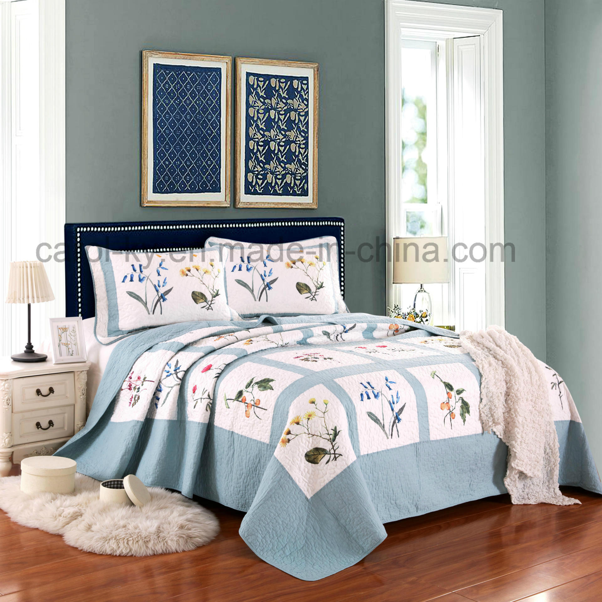 Printed Embossing Quilted Quilts Bedding for Hotel
