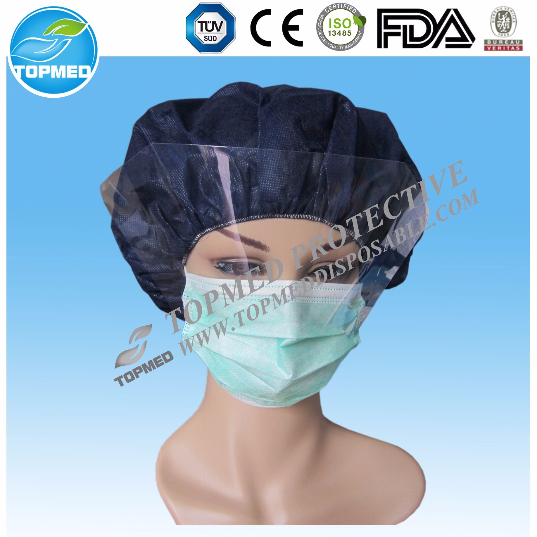 Disposable Plastic Clear Antifogging Sanitary Shield Face Mask for Hospital