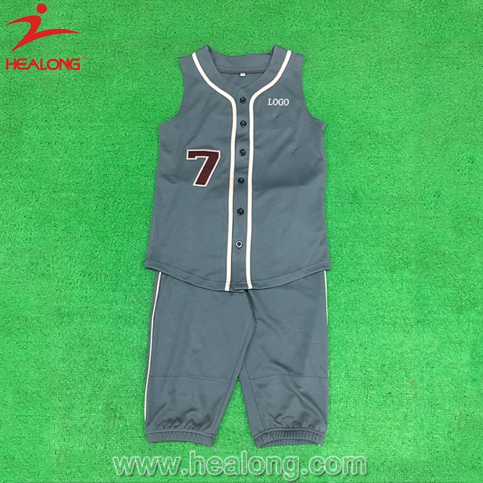 Healong New Style Custom Sublimated No Sleeve Sportswear Fashion Baseball Uniform