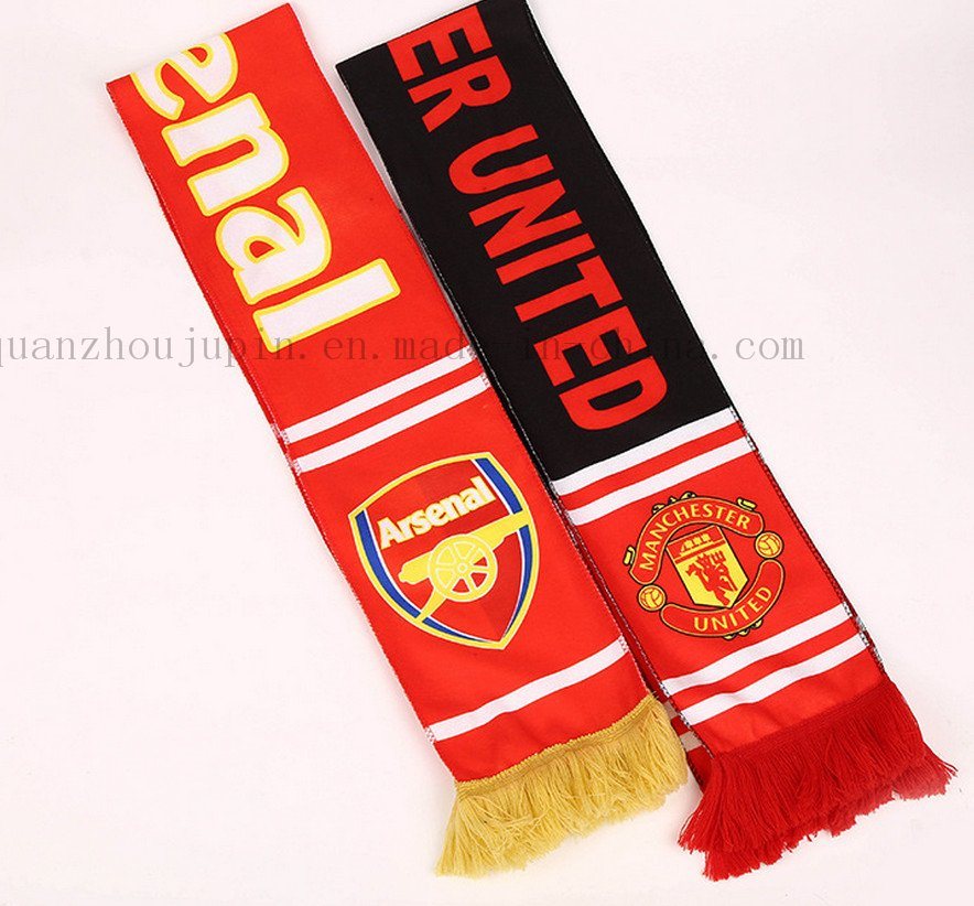 OEM New Product Acrylic Knitted Jacquard Soccer Football Scarf